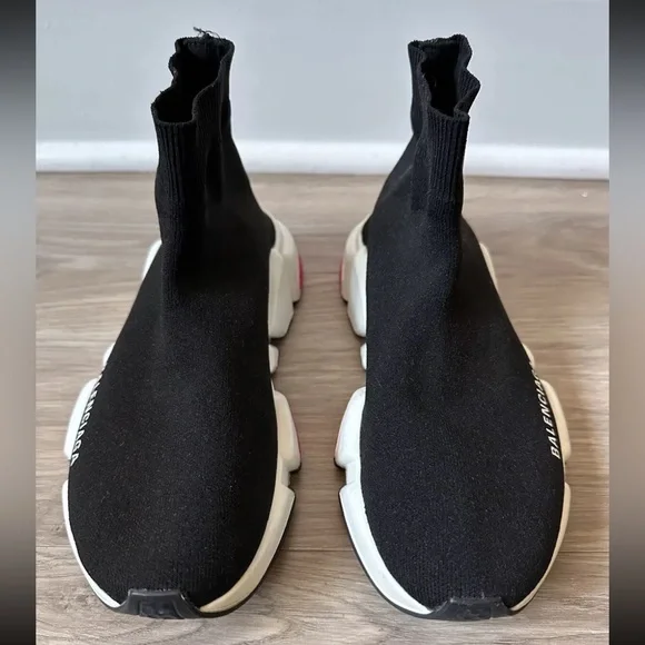 *AUTHENTIC* BALENCIAGA - Speed Knit Sneaker - Black/pink - Women’s US 6 / EU 36 - Picture 7 of 12